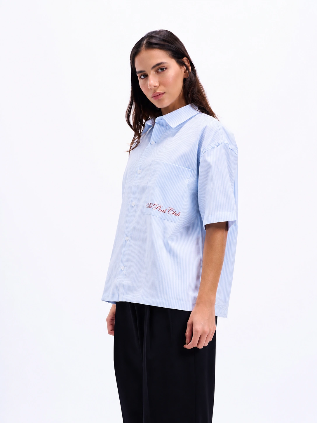 peak-club-stripe-shirt-baby-blue-women-2 Peak Club Stripe Shirt - Image 1